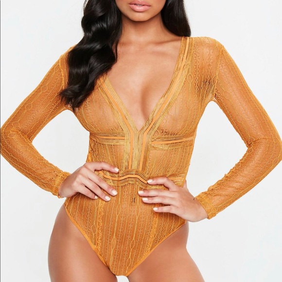 Missguided orange gold bodysuit size small - Picture 2 of 6